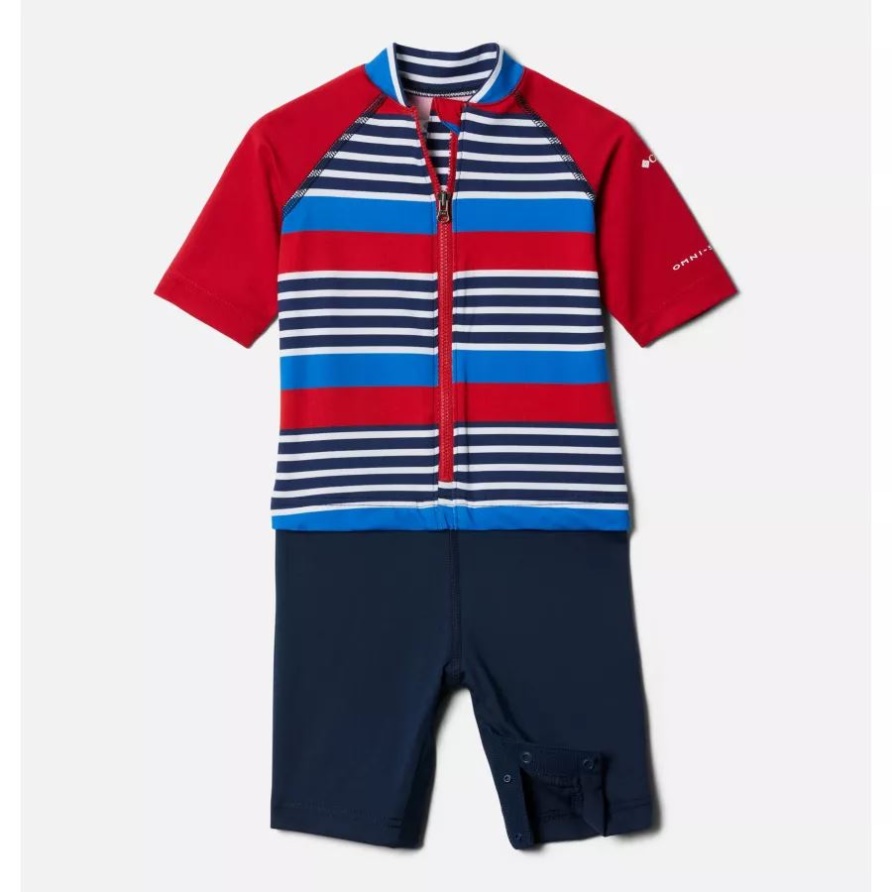 Columbia Kleinkind Sandstrand Sonnenschutzanzug Collegiate Navy Milo Stripe/mtn Red