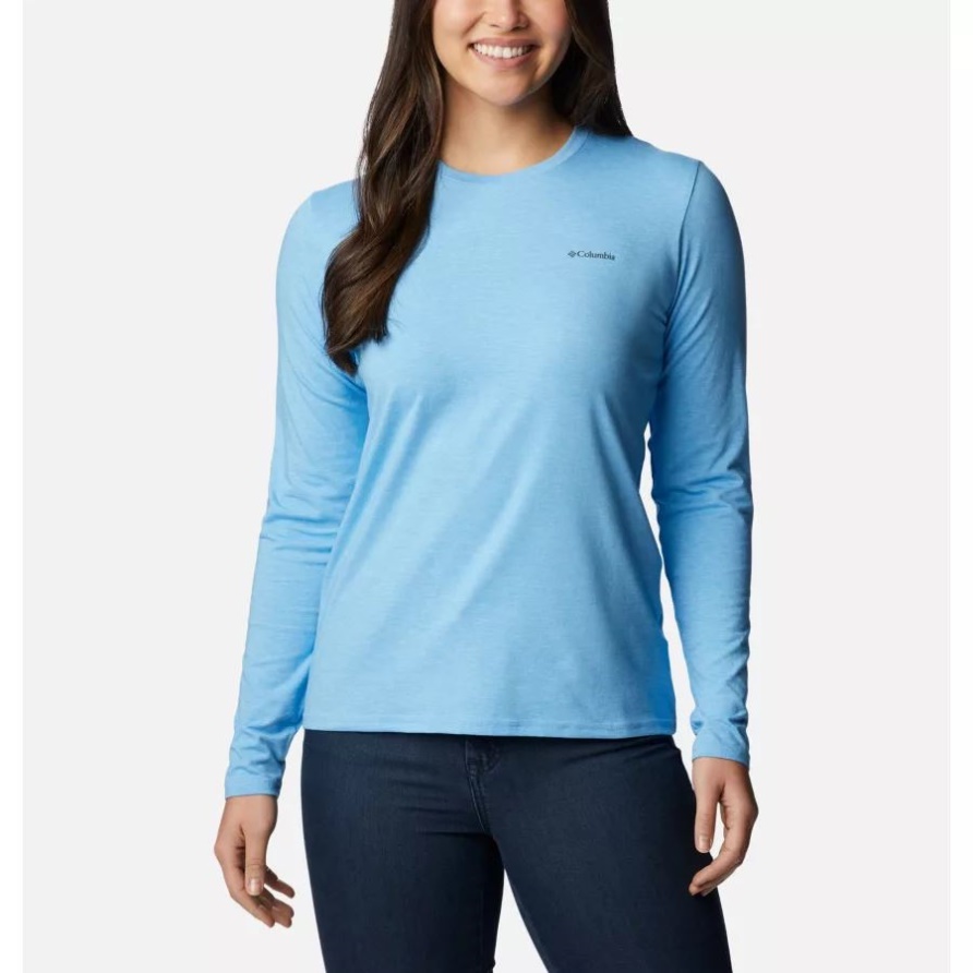 Langärmliges T-Shirt Der Sun Trek-Frauen Columbias Vista Blauer Heather