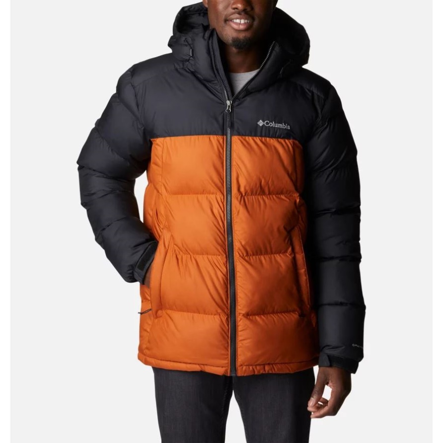 Columbia Warm Copper/Black Pike Lake Daunenjacke Für Herren Mit Kapuze