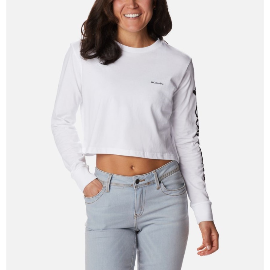 Columbia Weiß/schwarzes Kurzarm-T-Shirt Mit North Cascades-Grafik Für Damen