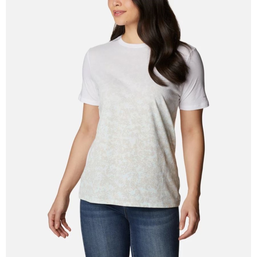 Columbia White/Dotty Disguise Kurzarm-T-Shirt Mit Farbverlauf Für Damen In Daisy Days