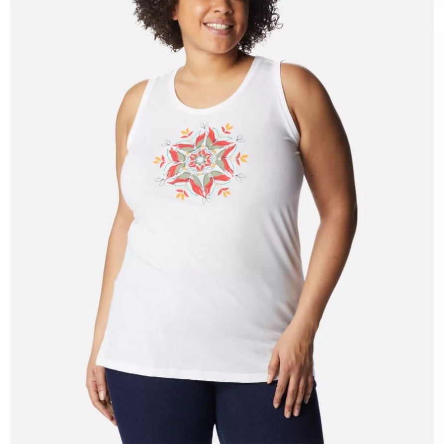 Columbia White/Floral Landscape Bluff Mesa Tank Für Damen In Übergröße