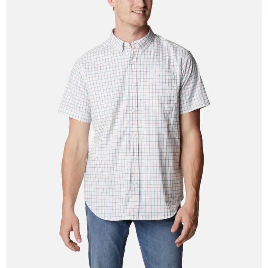 Columbia White Grid Rapid Rivers II Kurzarmhemd Für Herren Groß