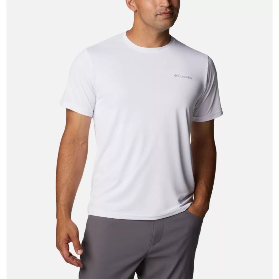 Columbia White Herren-Columbia-Hiking-Crew-Kurzarmhemd
