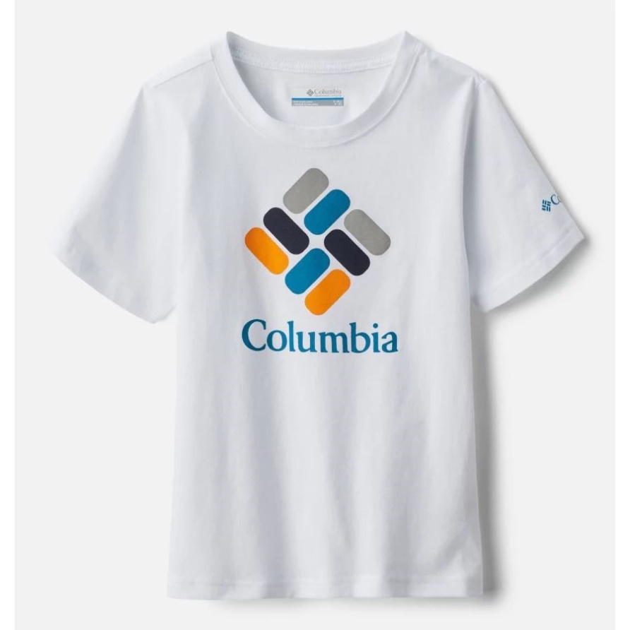 Columbia White Multi Gem Valley Creek Kurzarm-Grafik-T-Shirt Für Jungen