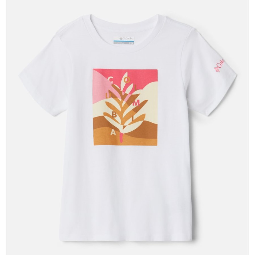 Columbia White Planted Hills Mädchen Bessie Butte Grafik-T-Shirt Aus Bio-Baumwolle