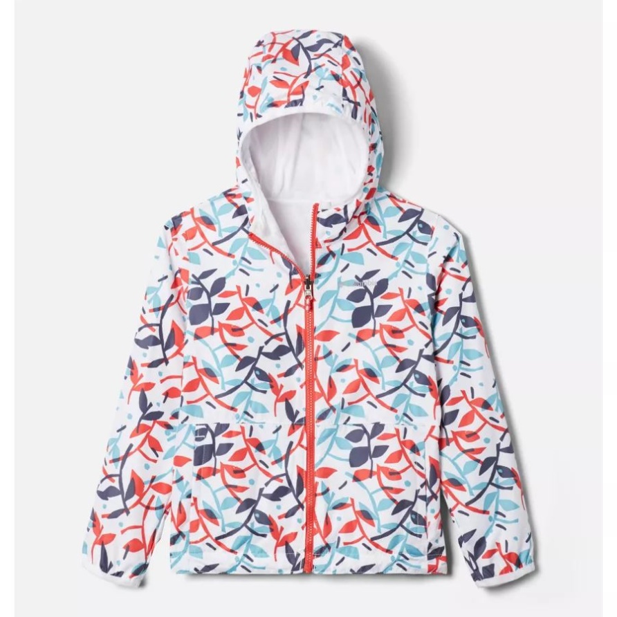 Columbia White Scrap Floral Pixel Grabber Wendbare Jacke Für Kinder