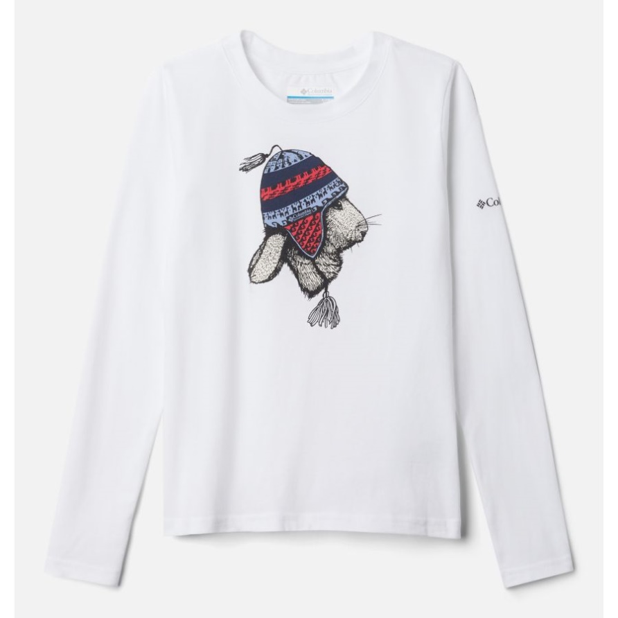 Columbia White Snowhare Chullo Mädchen Haseldel Hill Langarm-Grafik-T-Shirt