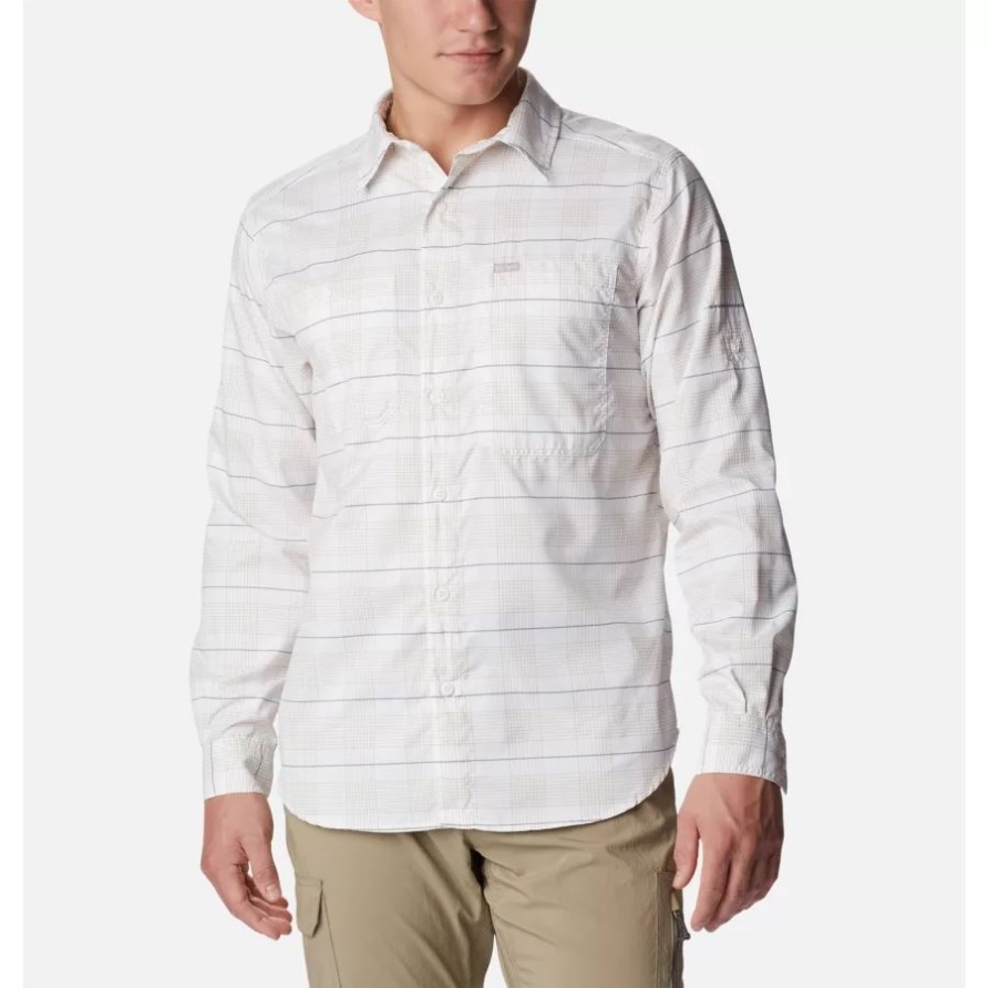 Columbia White Trail Crossing Plaid Herren Silver Ridge Utility Lite Plaid Langarmhemd
