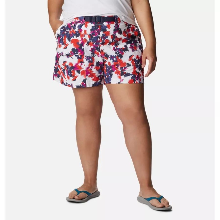 Columbia White Typhoon Blooms Multi Sommertrockene Cargo-shorts Für Damen Plus Größe