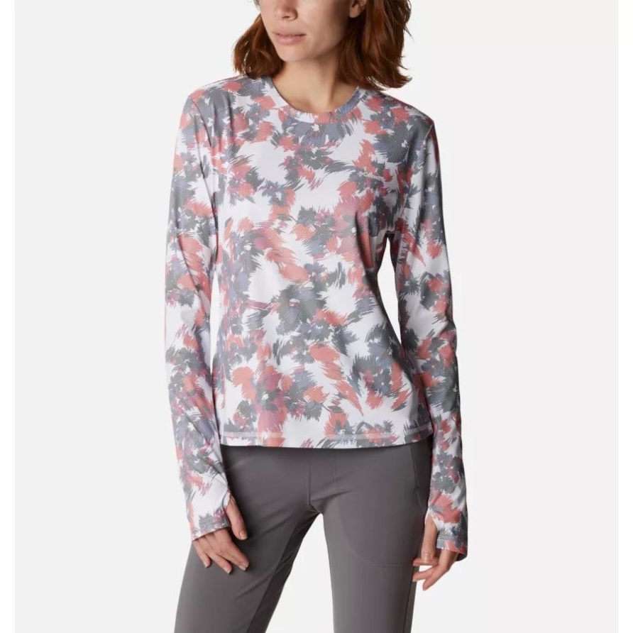 Columbia White Typhoon Blooms Damen-Sonnenabweiser Summerdry Langarmshirt