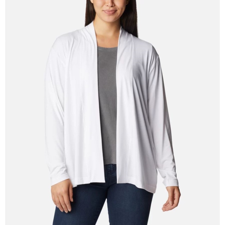Columbia White Damen-Layering-Strickshirt Mit Langen Ärmeln