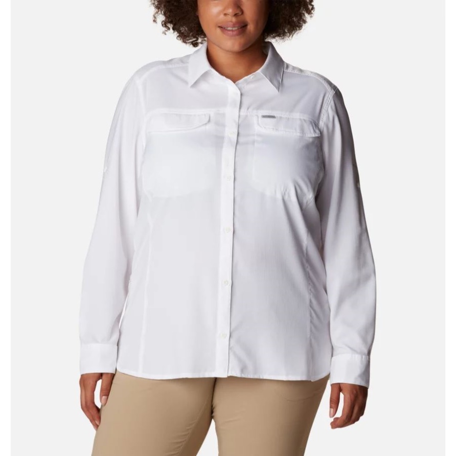 Columbia White Silver Ridge Lite Langarmshirt Für Damen In Übergröße