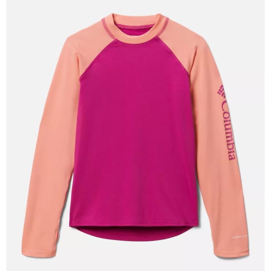 Columbia Wild Fuchsia/Coral Reef Youth Sandy Shores Technisches Langarm-Top