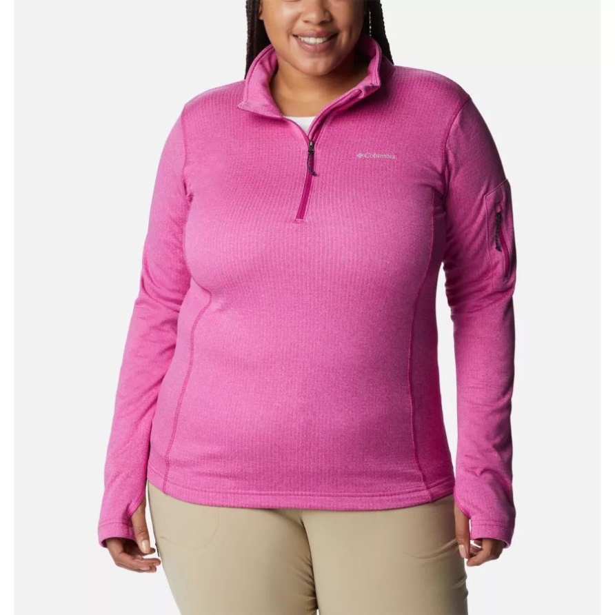Columbia Wild Fuchsia Heather Park View Grid 1/2-Reißverschluss-Fleecepullover Für Damen In Übergröße