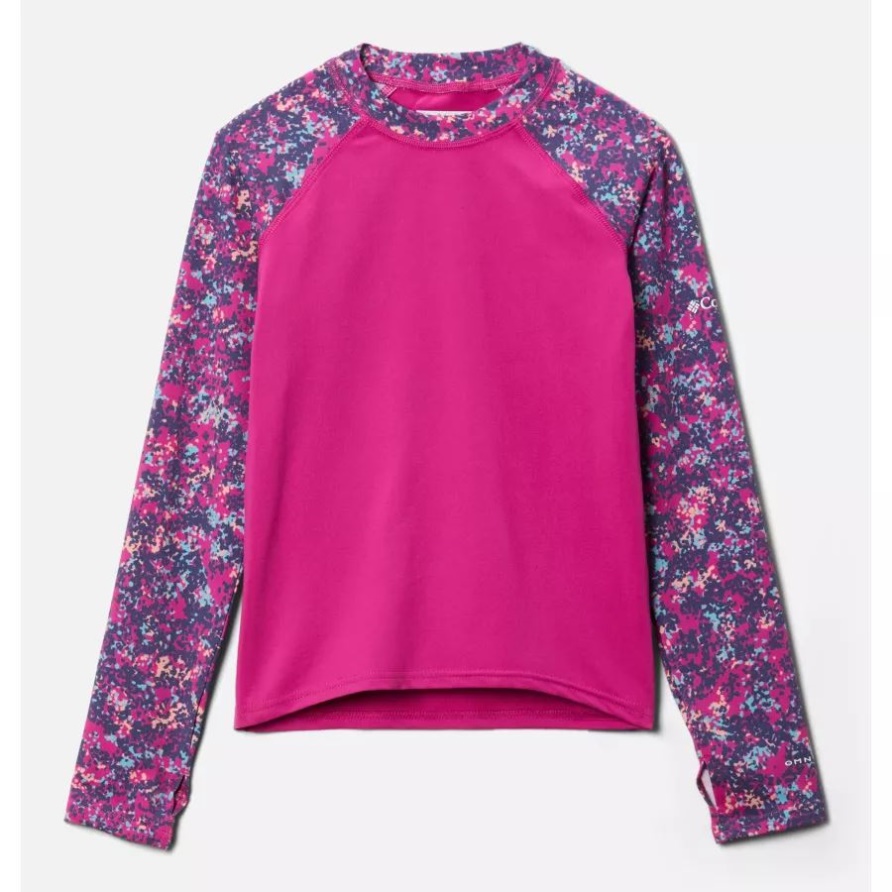 Columbia Wild Fuchsia/wild Fuchsia Dotty Disguis Langärmliges Sonnenschutzhemd Mit Sandigem Küstendruck Für Kinder