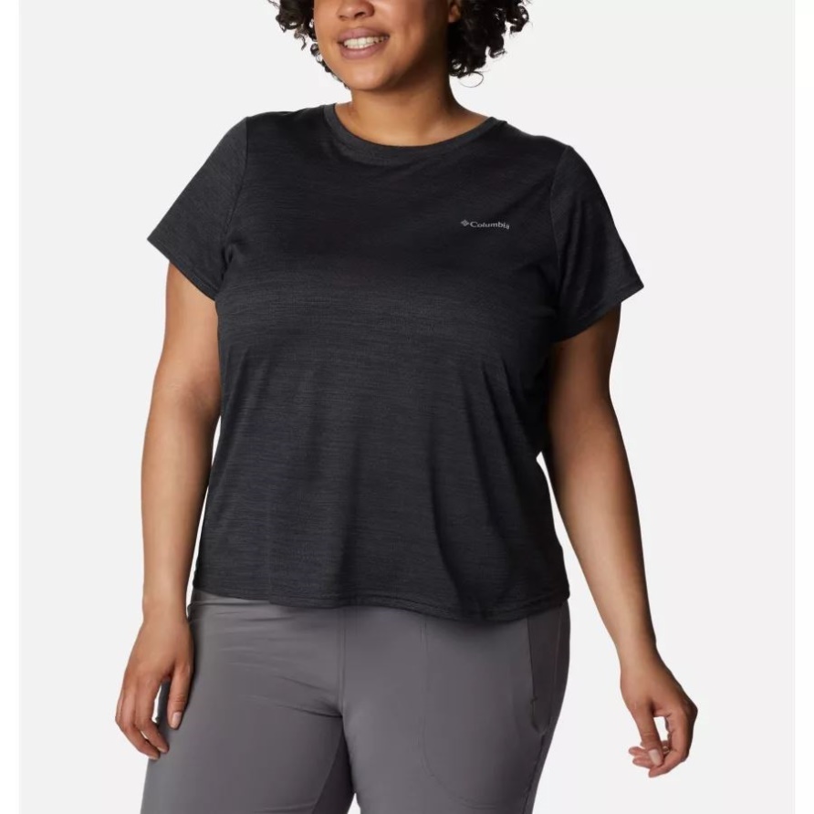 Columbia Alpine Chill Zero Kurzarmshirt Für Damen Plus Größe Schwarz Meliert