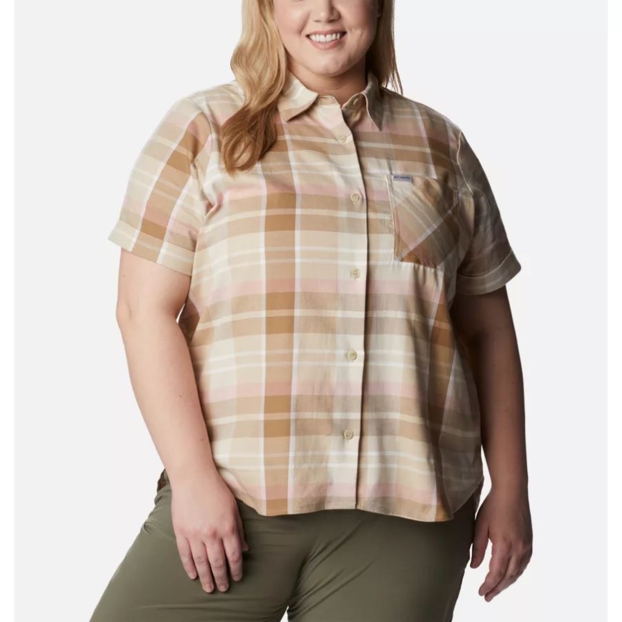 Columbia Damen-Casual-Stretch-Kurzarmhemd Für Damen In Übergröße