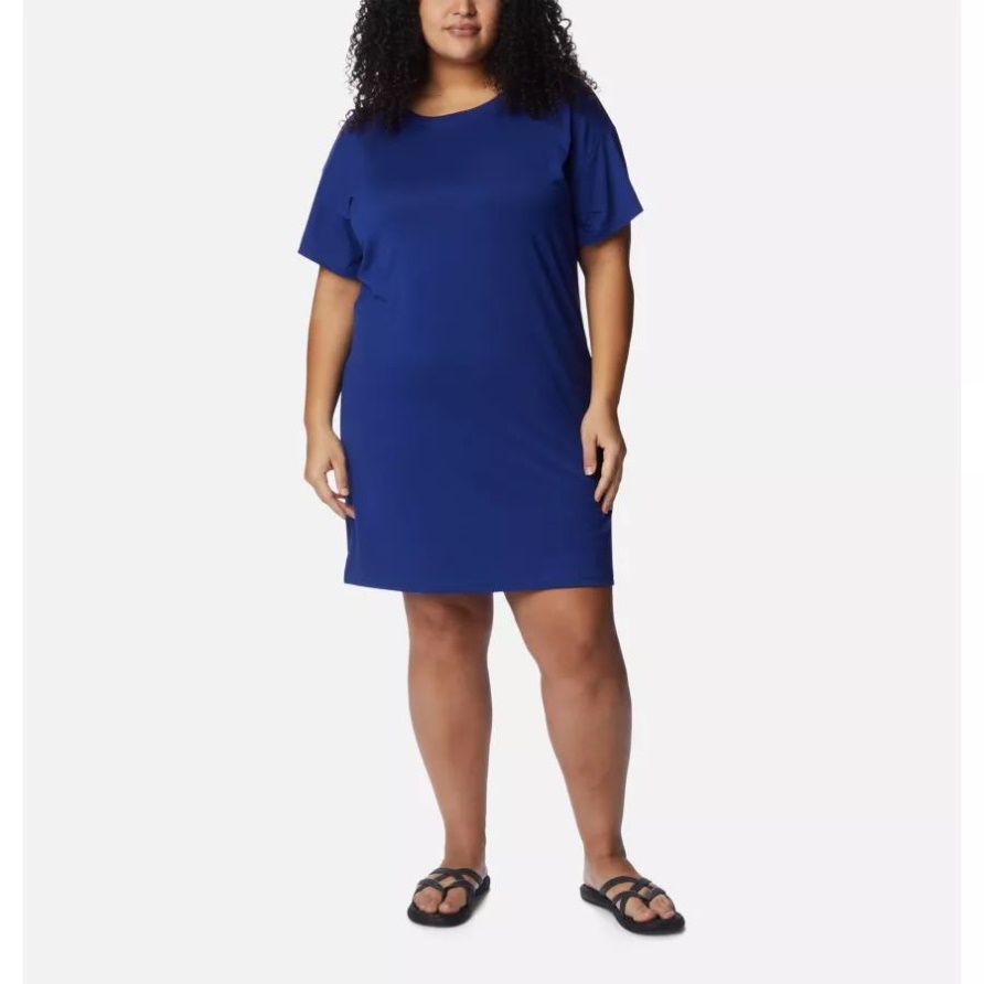 Columbia Damen-Strick-T-Shirt-Kleid Zu Jeder Zeit In Übergröße, Dunkler Saphir