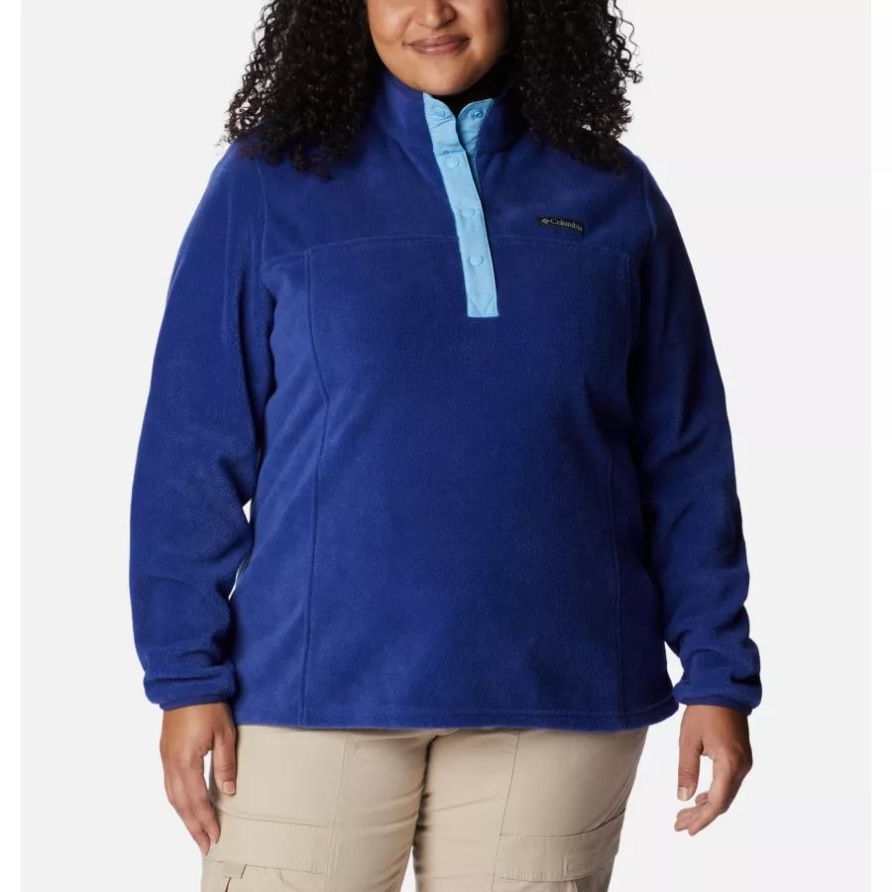 Columbia Benton Springs 1/2-Snap-Pullover Für Damen In Übergröße, Dunkles Saphir/Vista-Blau