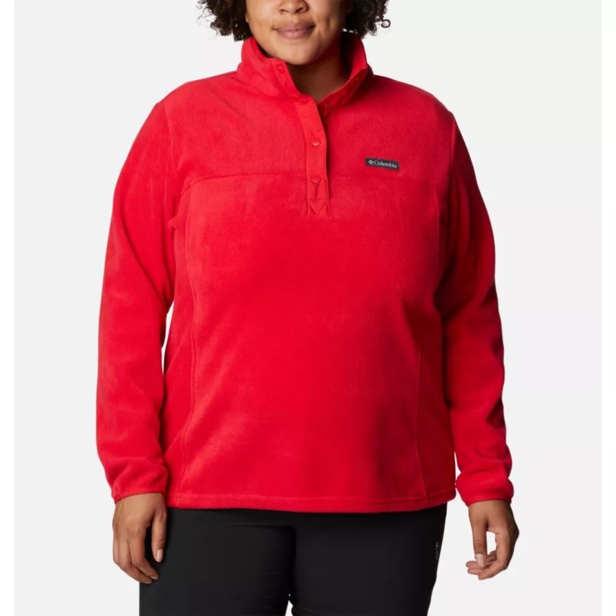 Columbia Benton Springs 1/2-Druckknopfpullover Für Damen In Übergröße, Rote Lilie
