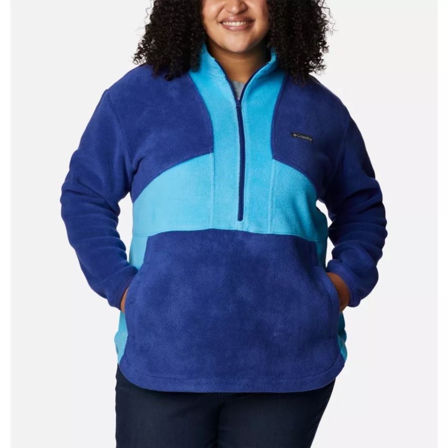 Columbia Benton Springs Colorblock-Fleecepullover Mit Halbem Reißverschluss Für Damen In Übergröße Dark Sapphire/Blue Chill
