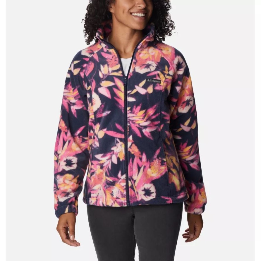 Columbia Benton Springs Bedruckte Fleecejacke Mit Durchgehendem Reißverschluss Für Damen Wilde Geranie/Glyzinie