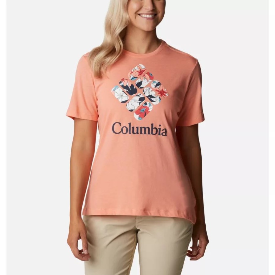 Drosseltag Der Kolumbien-Frauen Entspannte T-Shirt Korallenriffheide/Lakeshoreflora