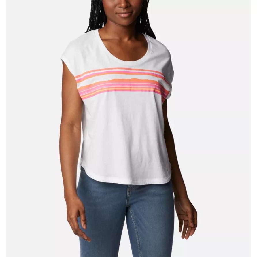 Drossel Tagesmoderner T - Shirt Der Columbia-Frauen Weiße/friedliche Perspektivengraphik