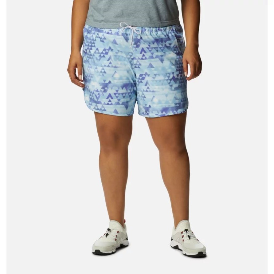 Columbia Damen-Shorts Mit Bogata-Bay-Stretch-Print In Übergröße, Lila Lotus/entfernte Spitzen