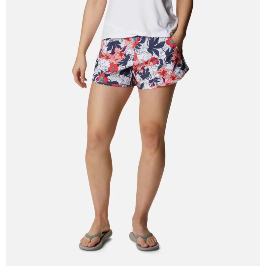 Columbia Damen-Shorts Mit Bogata-Bay-Stretch, Weiß, Lakeshore-Blumenmuster, Multi