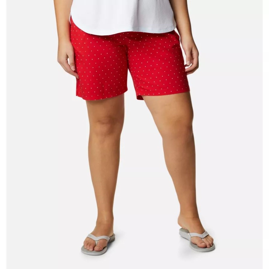 Columbia Bonehead Stretch-Shorts Für Damen In Übergröße Red Spark Swiss Dot