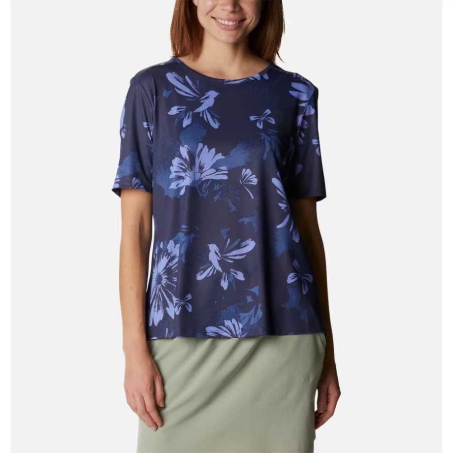 Columbia Frauen Chill River Technisches T-shirt Nächtliche Gänseblümchenparty