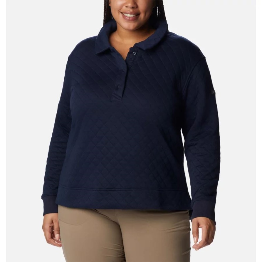 Columbia Columbia Lodge Quilted Poloshirt Für Damen In Übergröße, Dunkel Nachtaktiv