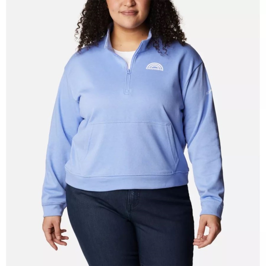 Columbia Damen-Sweatshirt Columbia Trek Aus French Terry Mit Halbem Reißverschluss Plus Größe Serenity Heather/Rainbow