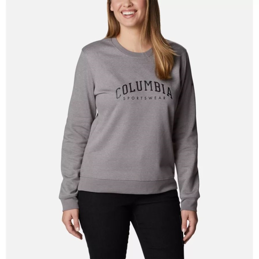 Columbia Damen-sweatshirt Columbia Trek Mit Grafik Rundschaft Hellgrau Meliert/csc Collegiate