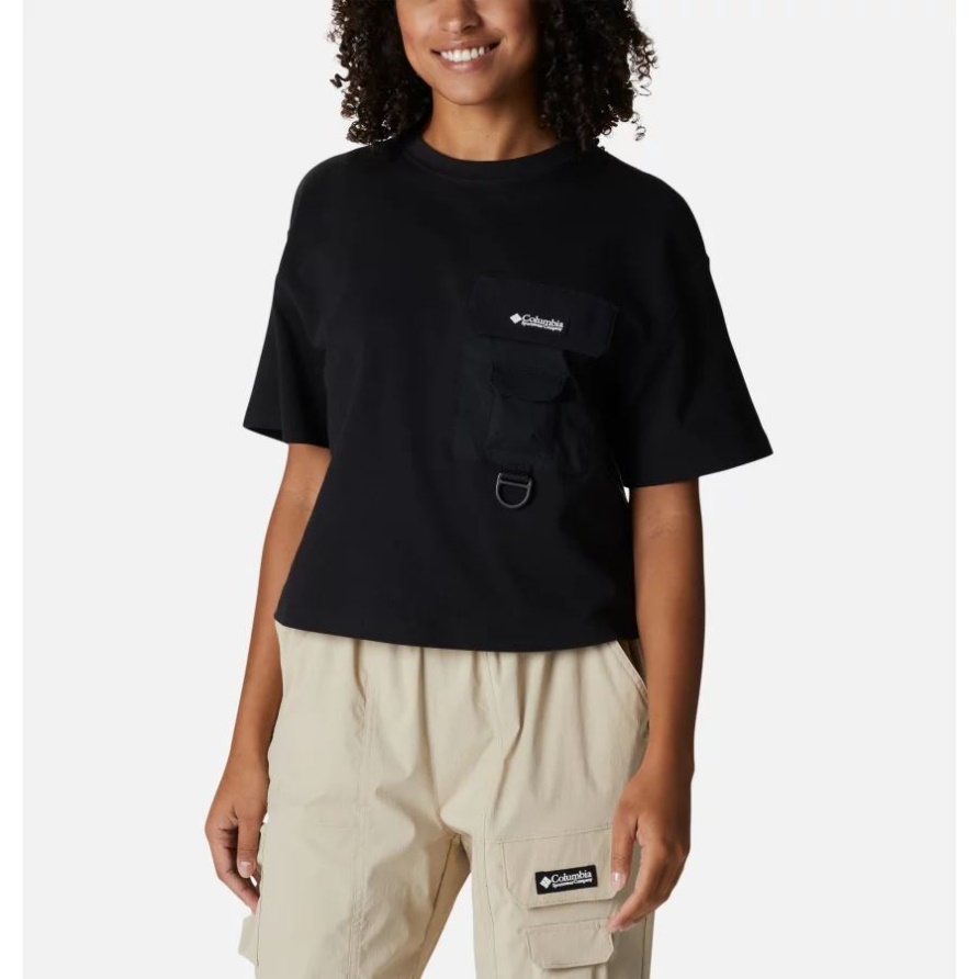 Columbia Damen Field Creek Kurzarm Kurzarmhemd Schwarz