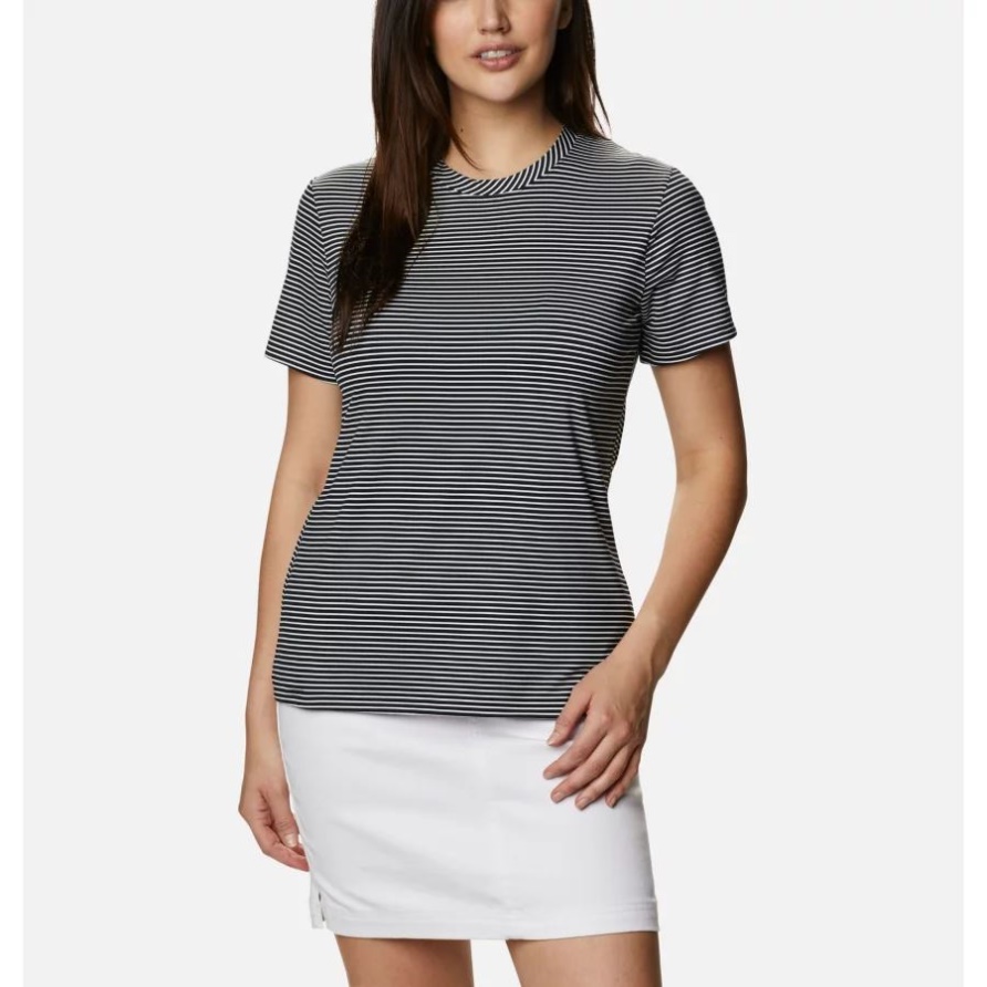 Columbia Firwood Camp Ii Technisches T-shirt Für Damen Schwarz/weiß Gestreift