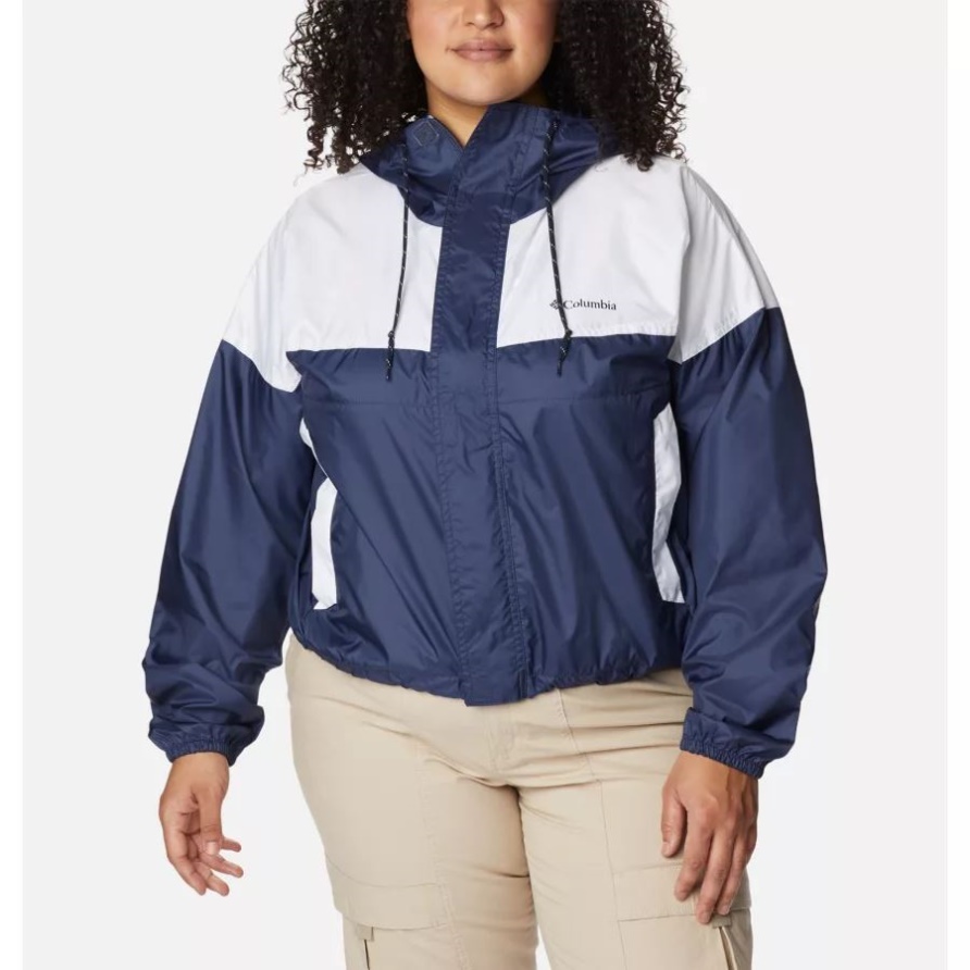 Columbia Flash Challenger Kurz Geschnittene Windjacke Für Damen In Übergröße Nachtaktiv/weiß