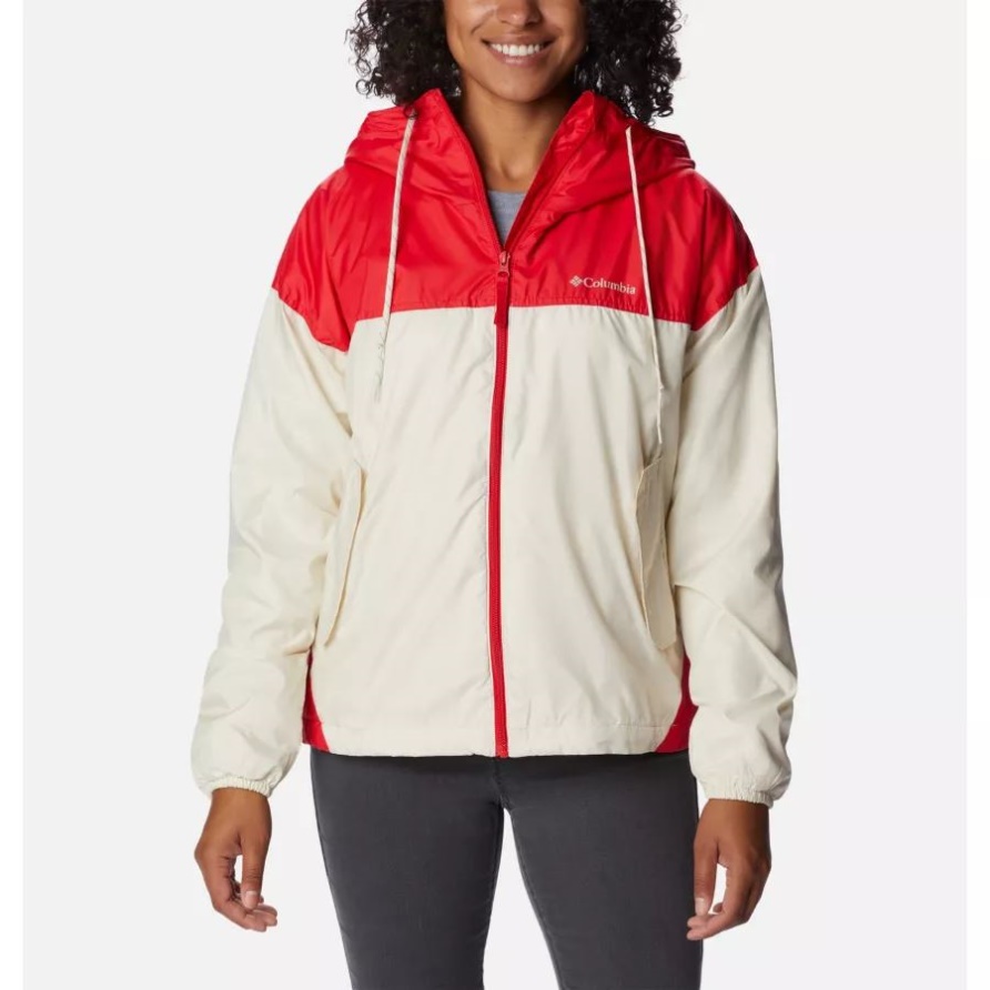Columbia Flash Challenger Fleece Gefütterte Windjacke Für Damen Kreide/rote Lilie