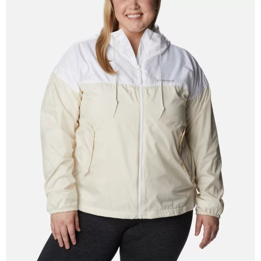 Columbia Flash Challenger Gefütterte Windjacke Für Damen Plus Größe Kreide/Weiß