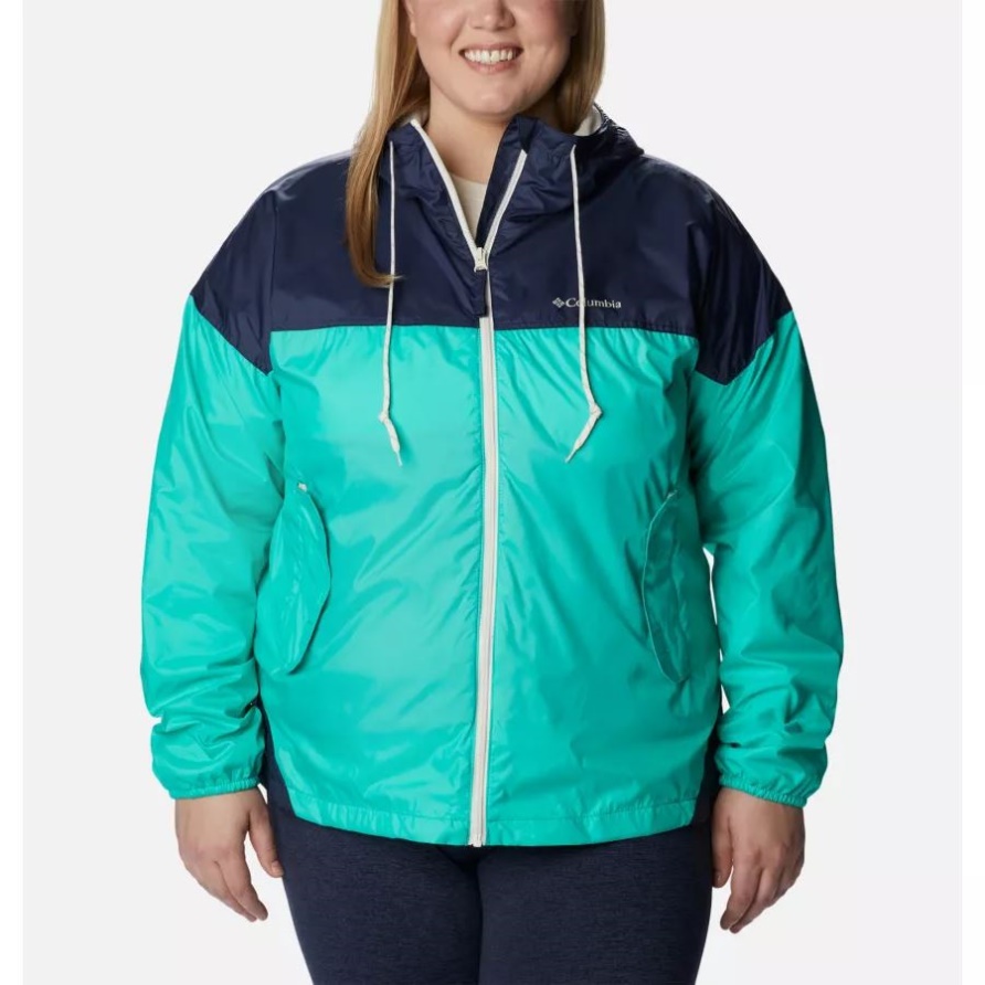 Columbia Damen-Windjacke Mit Flash-Challenger-Futter, Plus Größe, Electric Türkis/nocturnal