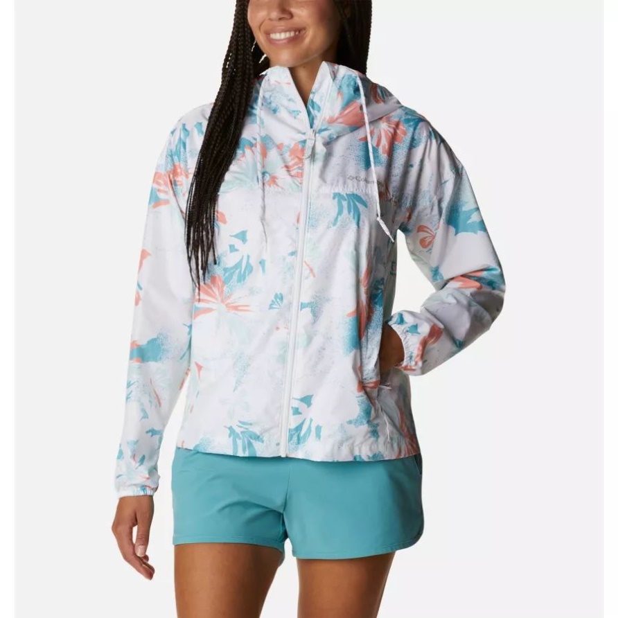 Columbia Flash Challenger Neuheit Windjacke Für Damen, Weißer Gänseblümchen-Partydruck