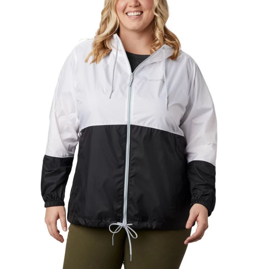 Columbia Flash Forward Windbreaker Damenjacke Plus Größe Weiß/schwarz