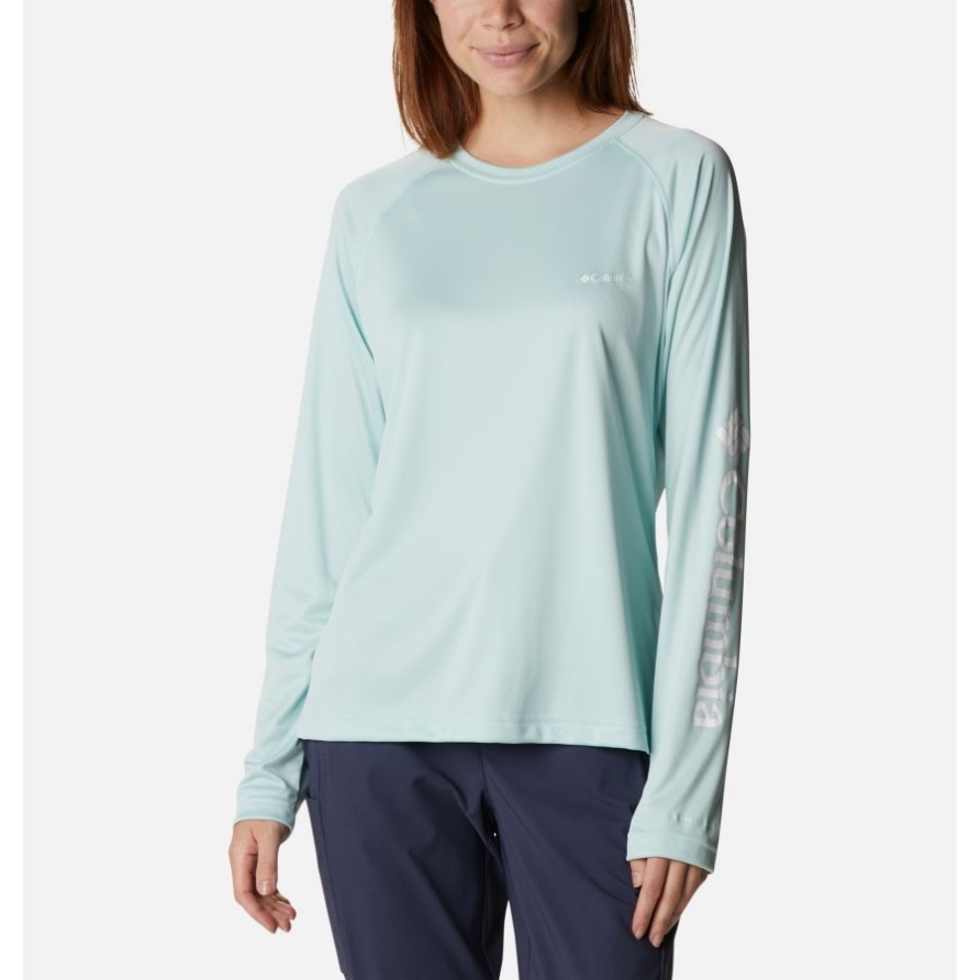 Columbia Fork Stream Langarmshirt Für Damen Eisiger Morgen/weißes Logo