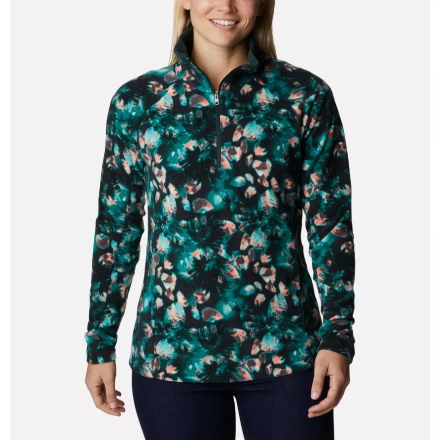 Columbia Glacial Iv Print Halber Reißverschluss-pullover Für Damen, Fichte, Solarisierter Druck