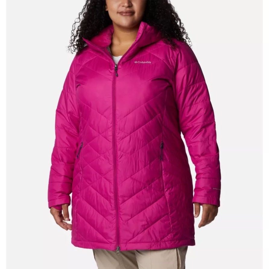 Columbia Himmlische Lange Kapuzenjacke Für Damen Plus Größe Wild Fuchsia