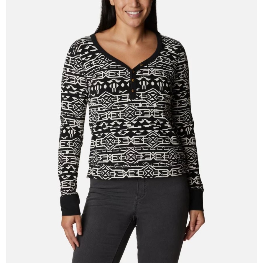 Columbia Holly Hideaway Langarm-Shirt Für Damen, Schwarz, 80er-Jahre-Streifen