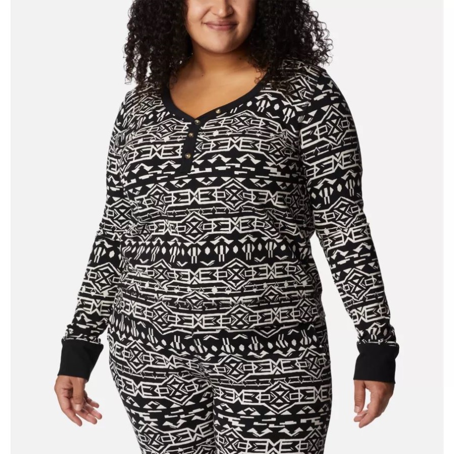 Columbia Holly Hideaway Langarm-Shirt Für Damen In Übergröße, Schwarz, 80er-Jahre-Streifen