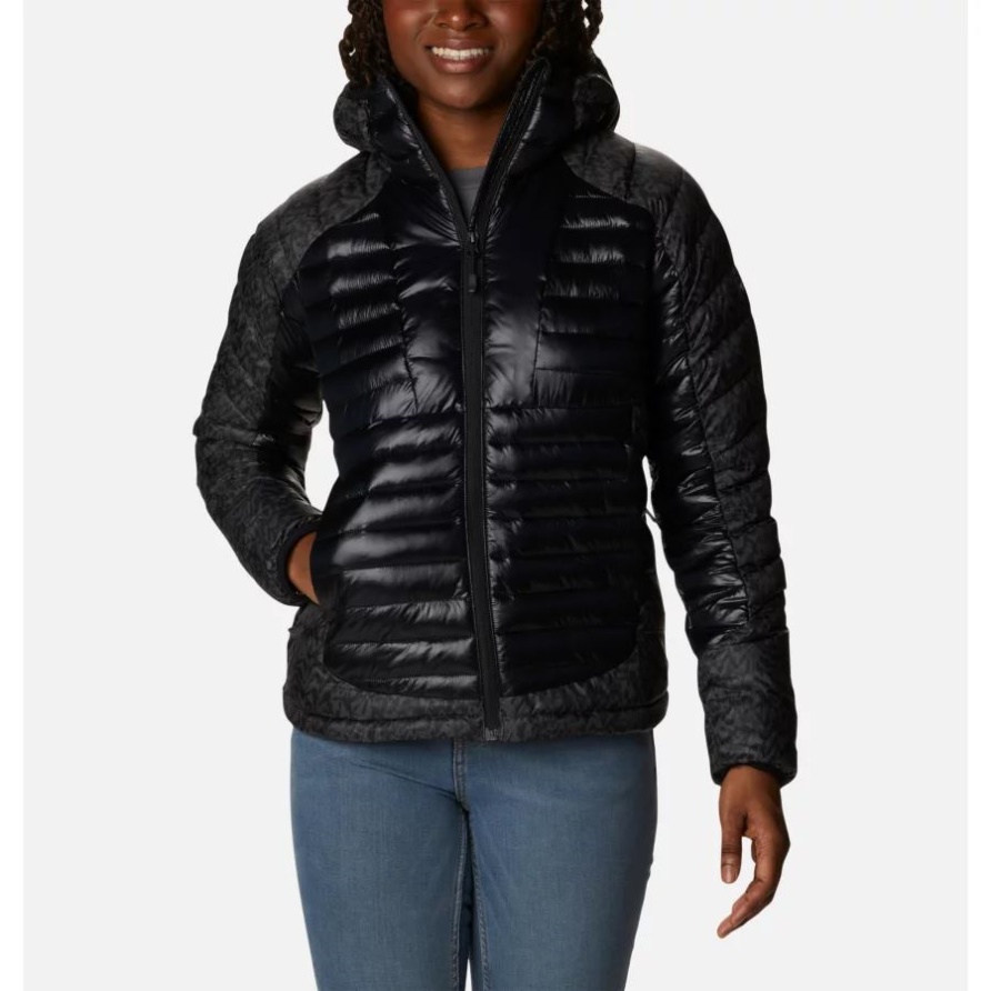 Columbia Labyrinth Loop Omni-heat Infinity Isolierte Kapuzenjacke Für Damen Schwarz/schwarzer Geländedruck